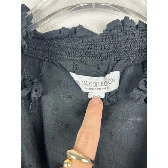 Emerson Fry Lucybella Textured Top Black Sz XS/S Victorian - Picture 7 of 9